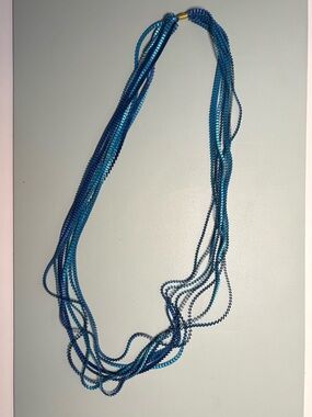 “minimum design” by Alexandra Tsoukala Multi-Strand Blue Pleated Satin Necklace